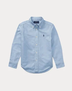 Camicia Polo Ralph Lauren azzurra Oxford in cotone con logo pony blu