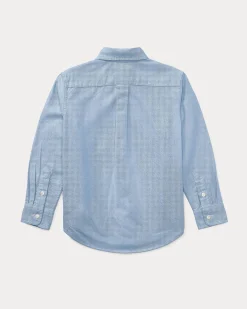 Camicia Polo Ralph Lauren azzurra Oxford in cotone con logo pony blu
