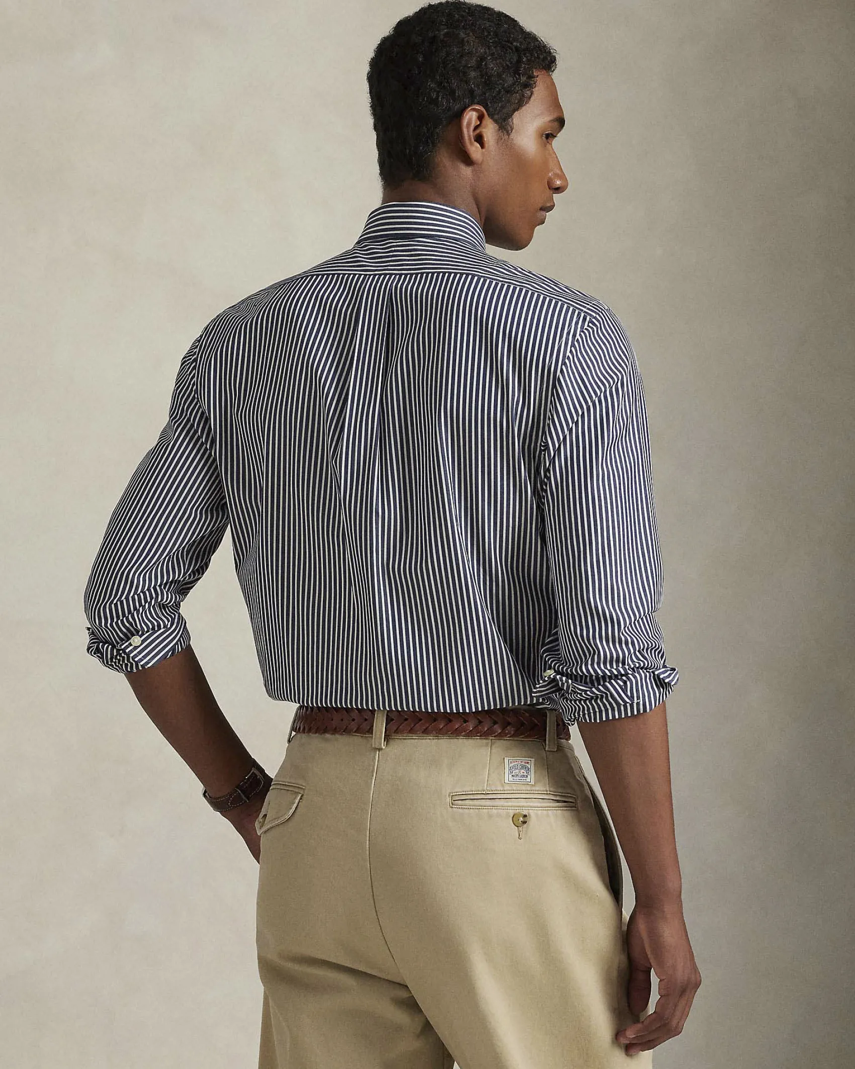 Camicia slim-fit Polo Ralph Lauren a righe bianche e blu in popeline di cotone stretch con colletto button-down