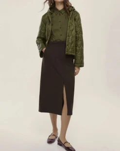Camicia verde Emme Marella in raso stretch con colletto classico
