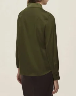 Camicia verde Emme Marella in raso stretch con colletto classico