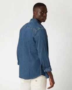 Camicia western Guess in denim di cotone elasticizzato con tasche frontali