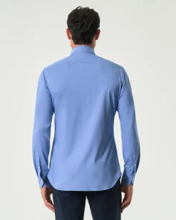 Camicia Xacus celeste in tessuto tecnico active micro puntino