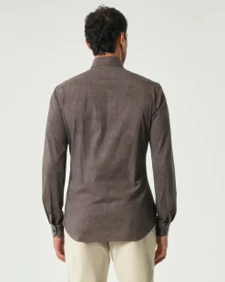 Camicia Xacus marrone in tessuto tecnico active a trama diagonale