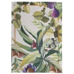 Canovaccio Brisk in lino bianco a fantasia autunnale castagne multicolor