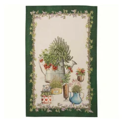 Canovaccio Potager in lino beige con stampa insalata verde