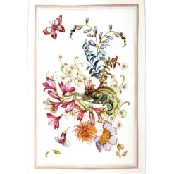 Canovaccio Semiramide in lino bianco con stampa camaleonte multicolor