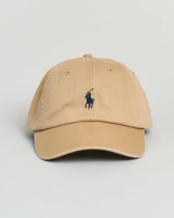 Cappellino beige Polo Ralph Lauren in cotone con logo ricamato sul frontino a contrasto di colore