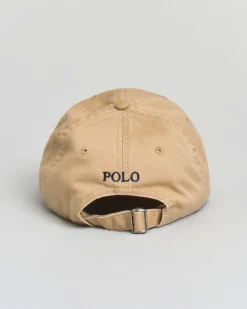 Cappellino beige Polo Ralph Lauren in cotone con logo ricamato sul frontino a contrasto di colore