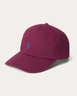 Cappellino bordeaux Polo Ralph Lauren in cotone con logo ricamato sul frontino a contrasto di colore