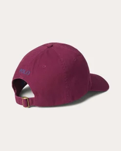 Cappellino bordeaux Polo Ralph Lauren in cotone con logo ricamato sul frontino a contrasto di colore