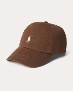 Cappellino marrone Polo Ralph Lauren in cotone con logo ricamato sul frontino a contrasto di colore