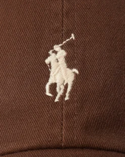 Cappellino marrone Polo Ralph Lauren in cotone con logo ricamato sul frontino a contrasto di colore