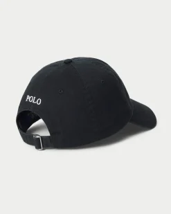 Cappellino nero in cotone con logo ricamato sul frontino a contrasto di colore