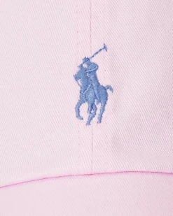 Cappellino rosa in cotone con logo ricamato sul frontino a contrasto di colore