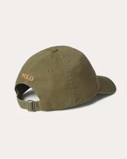 Cappellino verde oliva Polo Ralph Lauren in cotone con logo ricamato sul frontino a contrasto di colore