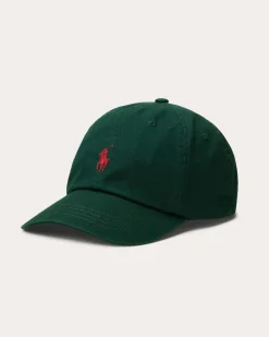 Cappellino verde scurso Polo Ralph Lauren in cotone con logo ricamato sul frontino a contrasto di colore