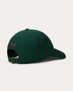 Cappellino verde scurso Polo Ralph Lauren in cotone con logo ricamato sul frontino a contrasto di colore