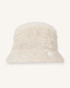 Cappello alla pescatora color gesso Colmar Originals in tessuto teddy con patch logo in gomma