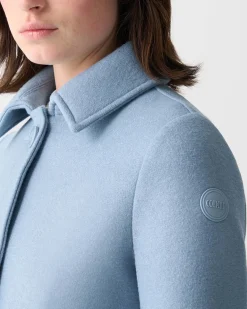 Cappottino azzurro Colmar Originals in panno di misto lana con colletto a camicia
