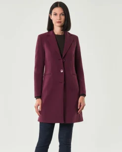 Cappottino bordeaux Hlo! dalla linea sfiancata in tessuto effetto crêpe