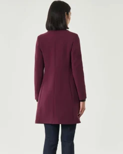 Cappottino bordeaux Hlo! dalla linea sfiancata in tessuto effetto crêpe