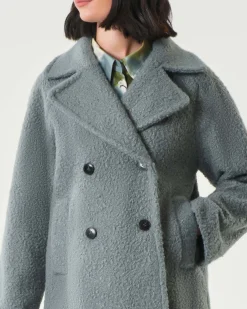 Cappotto azzurro doppiopetto Emme Marella in tessuto effetto teddy