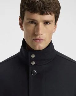 Cappotto Boss Coxtan blu in misto lana e cashmere con pettorina imbottita staccabile