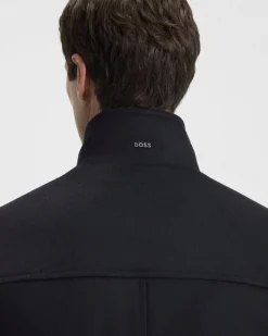 Cappotto Boss Coxtan blu in misto lana e cashmere con pettorina imbottita staccabile
