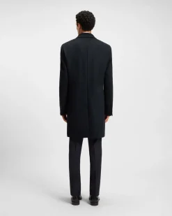 Cappotto Boss Hyde blu in panno di lana e cashmere