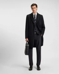 Cappotto Boss Hyde nero in panno di lana e cashmere