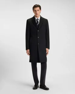 Cappotto Boss Hyde nero in panno di lana e cashmere