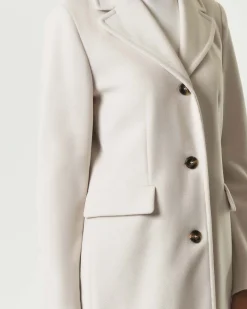 Cappotto color gesso Emme Marella in jersey panno soft di viscosa con scollo a rever