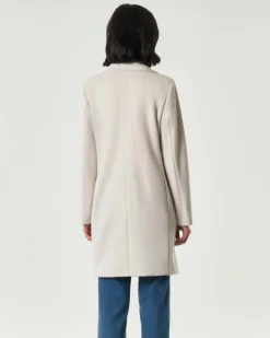 Cappotto color gesso Emme Marella in jersey panno soft di viscosa con scollo a rever