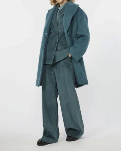 Cappotto color ottanio oversize Weekend Max Mara in alpaca e mohair con scollo a rever ampio