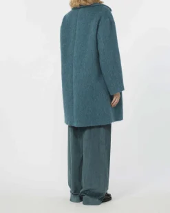 Cappotto color ottanio oversize Weekend Max Mara in alpaca e mohair con scollo a rever ampio