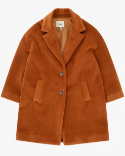 Cappotto Dixie in velour marrone con scollo a rever