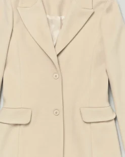 Cappotto Kocca beige in tessuto velour con scollo a rever
