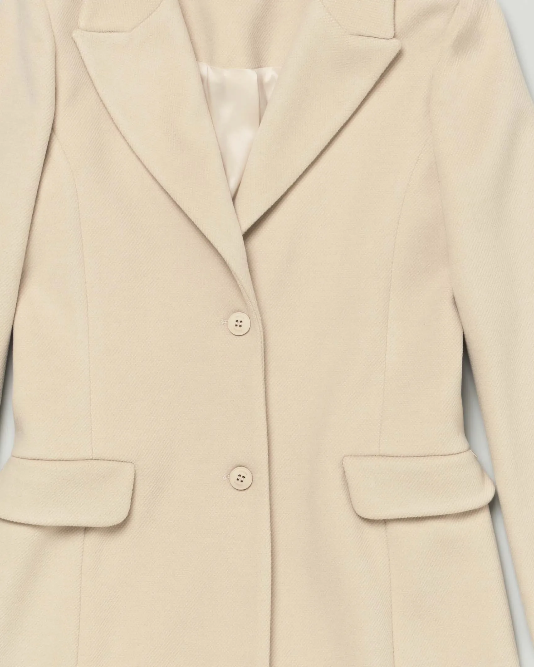 Cappotto Kocca beige in tessuto velour con scollo a rever
