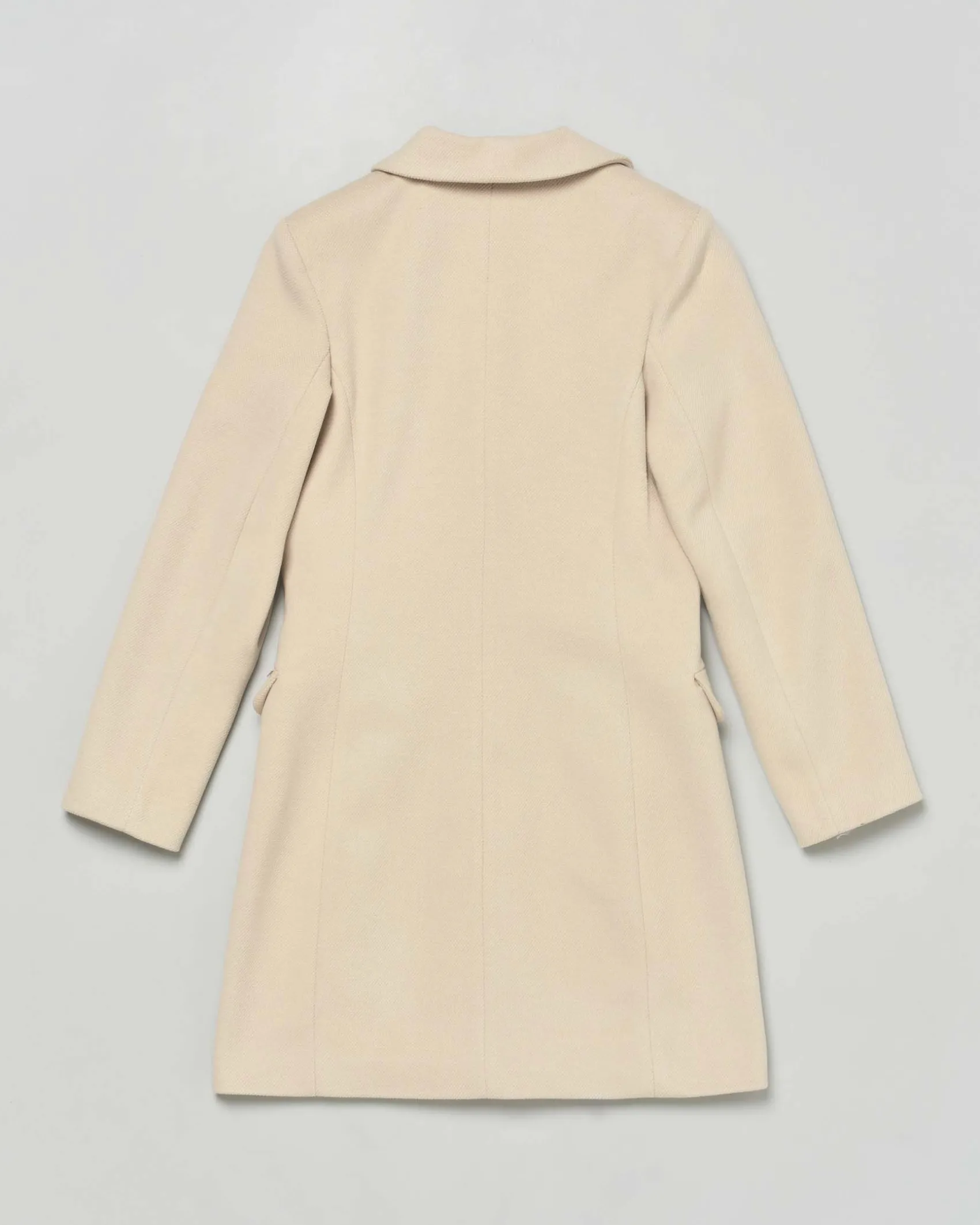 Cappotto Kocca beige in tessuto velour con scollo a rever