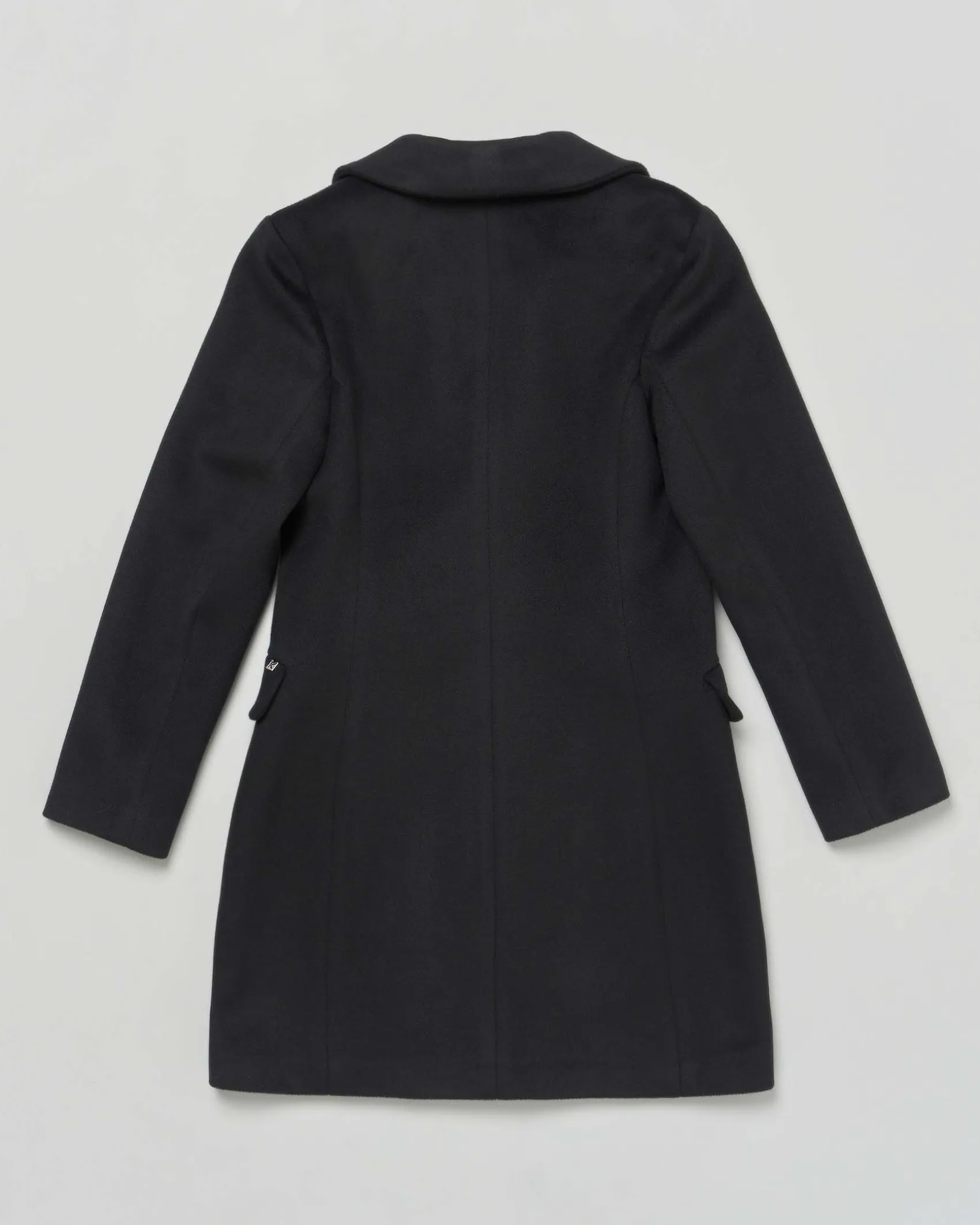 Cappotto Kocca nero in tessuto velour con scollo a rever