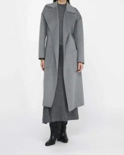 Cappotto Liu Jo grigio in misto lana con cintura