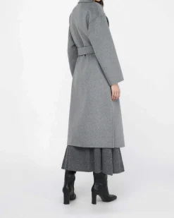 Cappotto Liu Jo grigio in misto lana con cintura