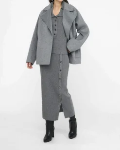 Cappotto Liu Jo grigio in lana con cintura