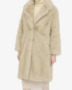 Cappotto Liu Jo Jeans beige in ecopelliccia con interno foderato