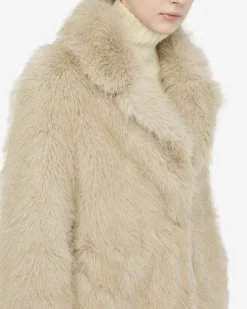 Cappotto Liu Jo Jeans beige in ecopelliccia con interno foderato