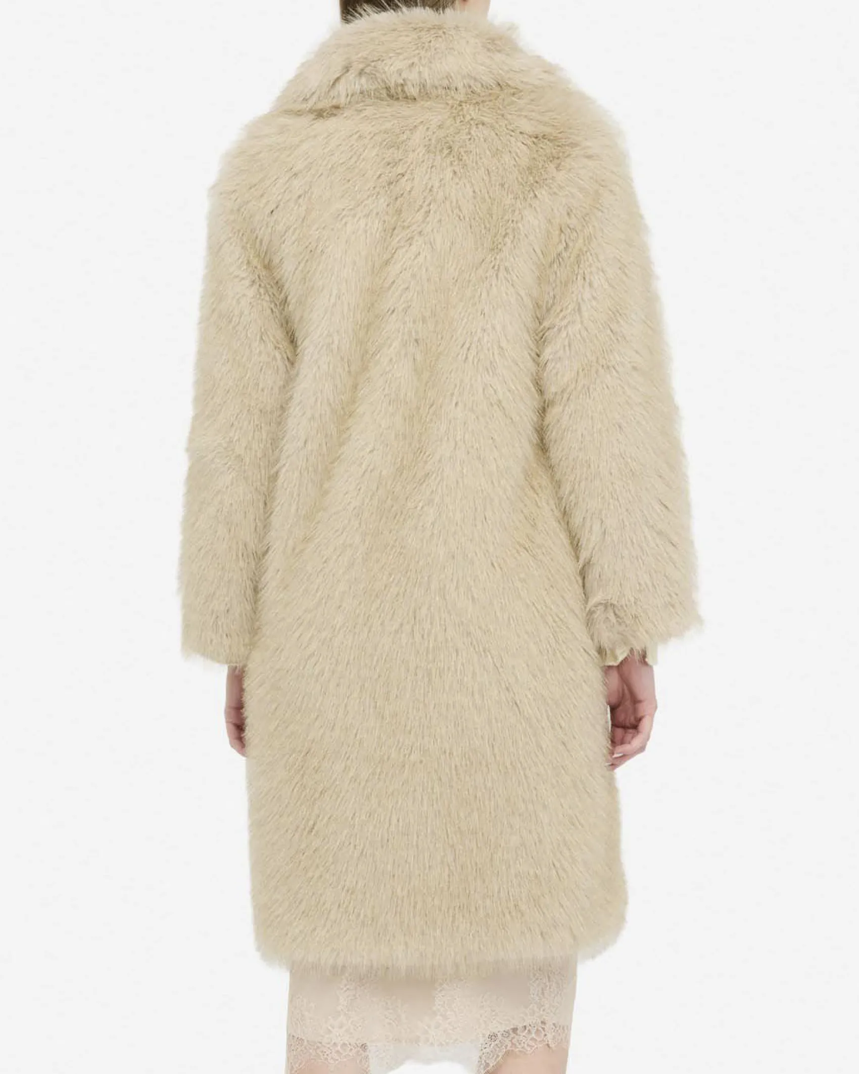 Cappotto Liu Jo Jeans beige in ecopelliccia con interno foderato