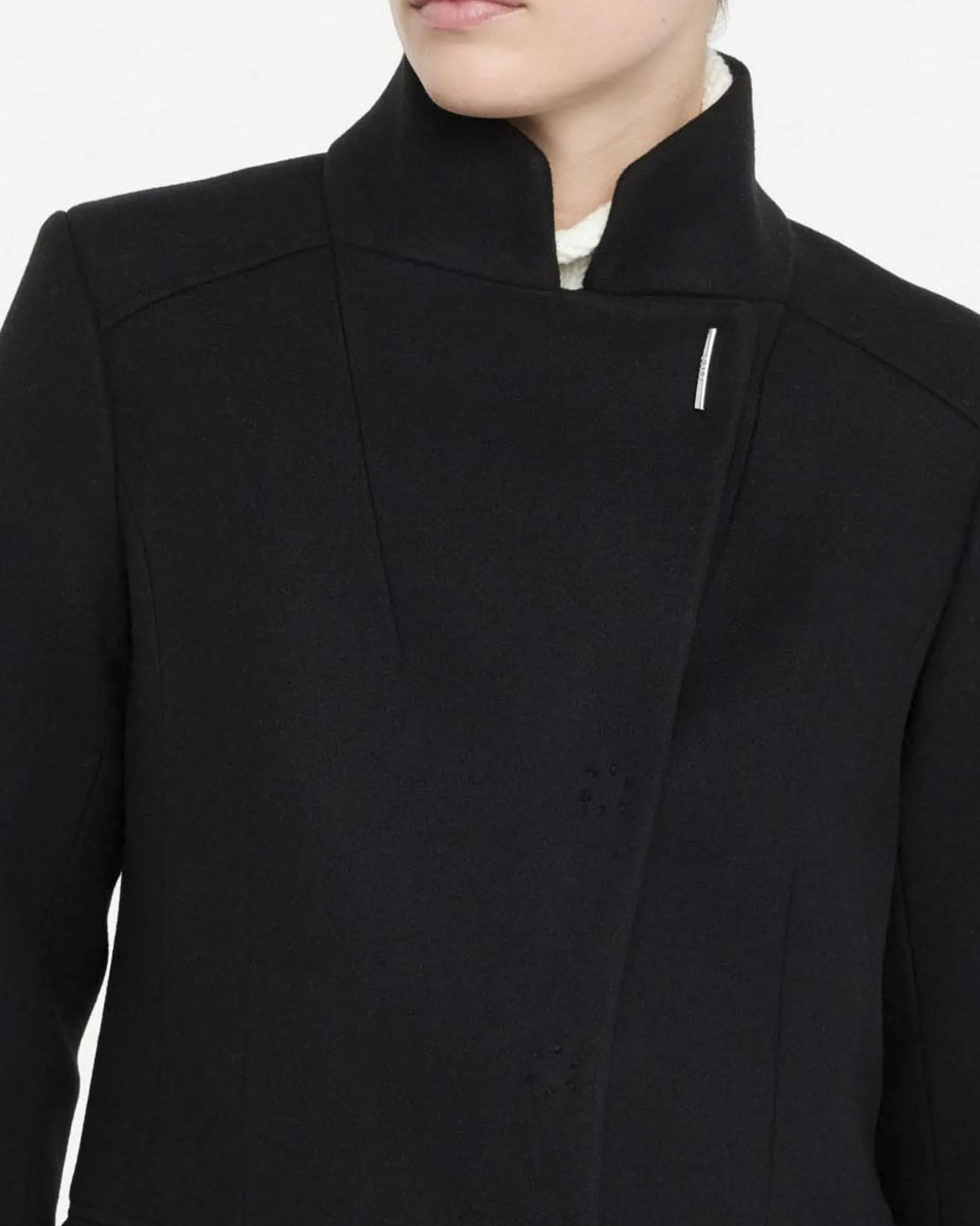 Cappotto Liu Jo Jeans nero in misto lana con tasche a patta