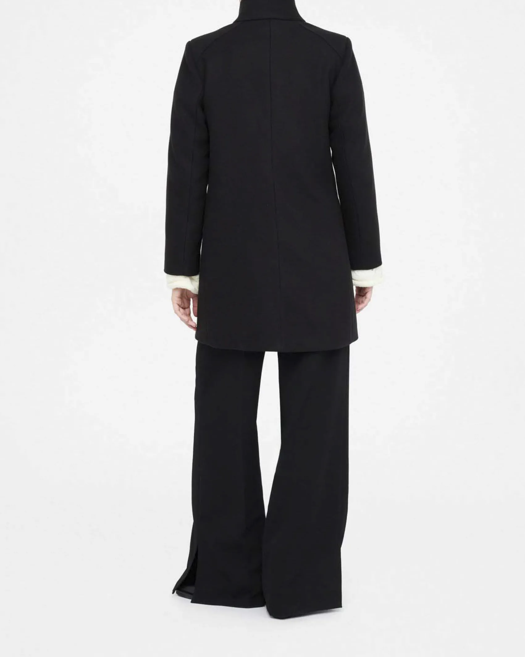 Cappotto Liu Jo Jeans nero in misto lana con tasche a patta