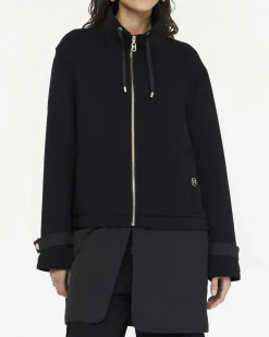 Cappotto Liu Jo Sport nero in scuba con inserto trapuntato rimovibile